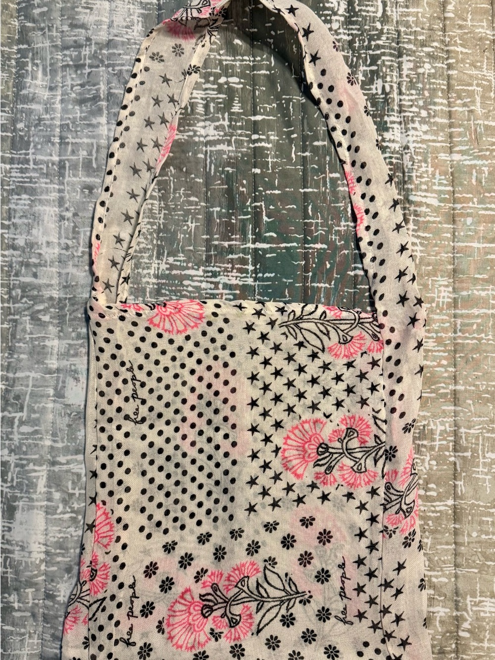 Free People - NWOT - Pink and Black Floral Patchwork Shoulder Bag